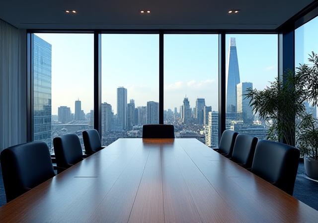 Modern professional legal office in London skyline background