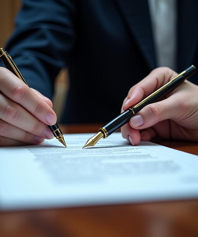 Legal professionals reviewing a commercial contract